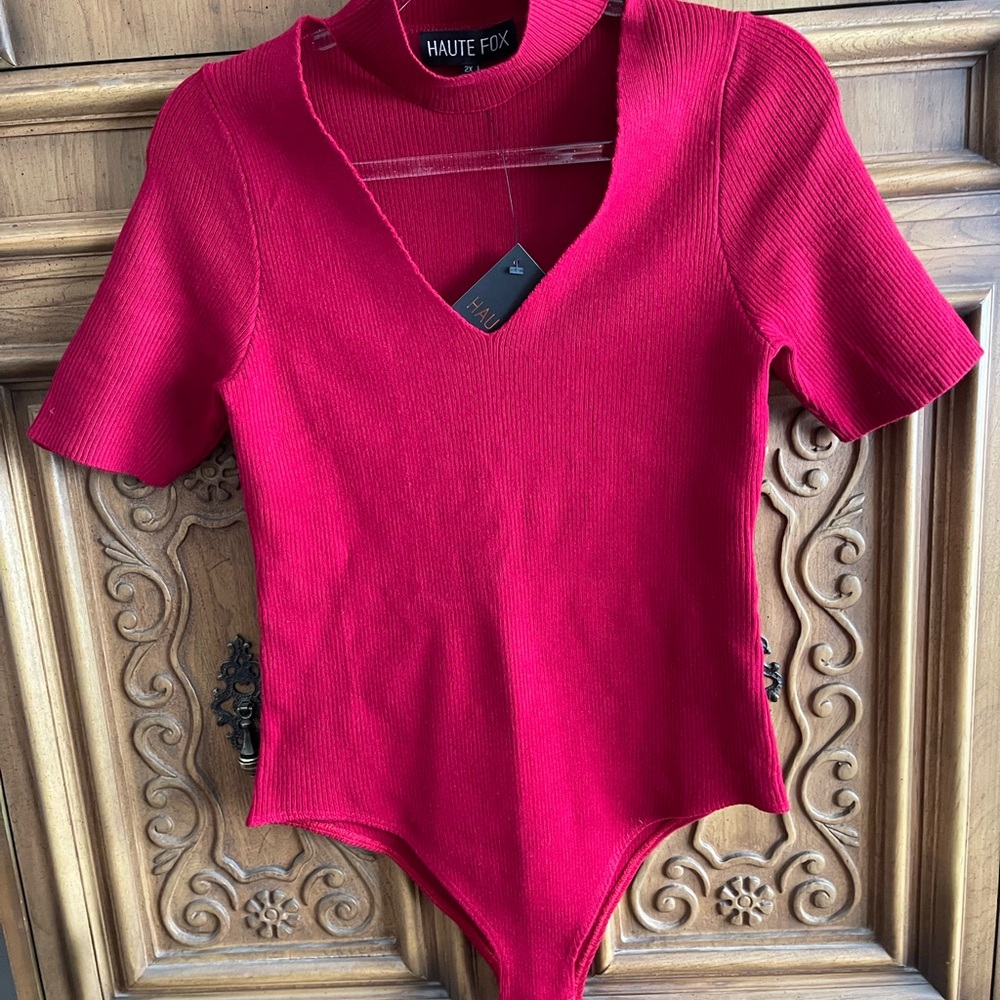 Haute Fox Red V-Neck Bodysuit